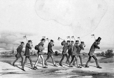 Estampa satírica de la serie Carruajes contemporáneos de Viena de Anton Zampis
